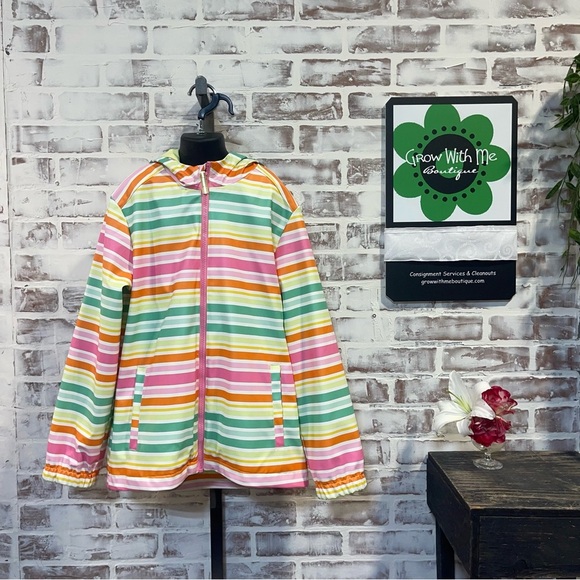 Cat & Jack Multicolor Striped Raincoat 10/12 - Picture 1 of 6